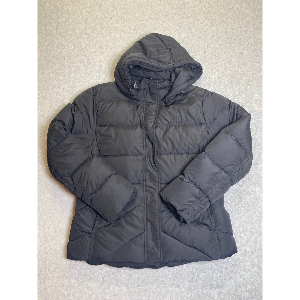Polar Edge Womens XL Black Down Feather Puffer Jacket Hooded Winter Coat Heavy